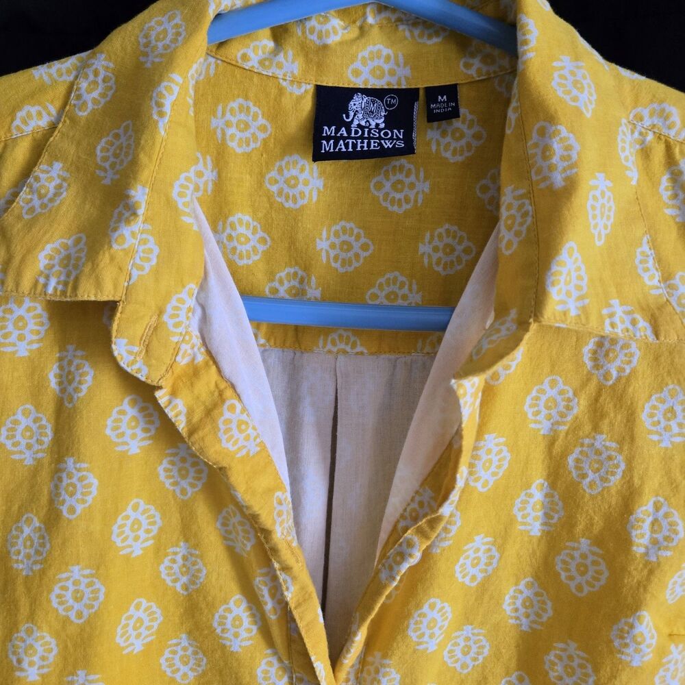 Madison Mathews Midi Boho Dress Cotton Drop Waist W/ Pockets! OS Medium, India - Picture 2 of 8